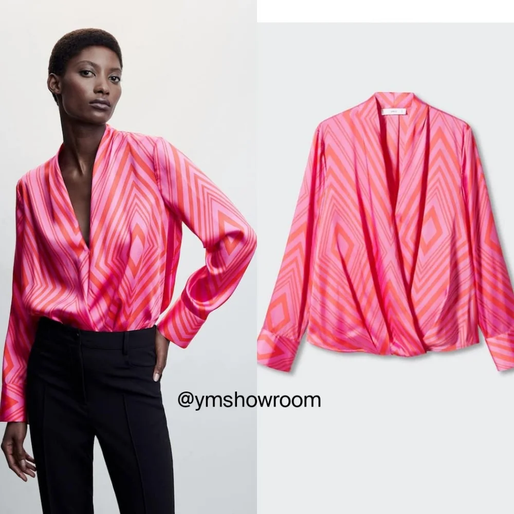 MANGO Satin print blouse - Picture 1 of 5